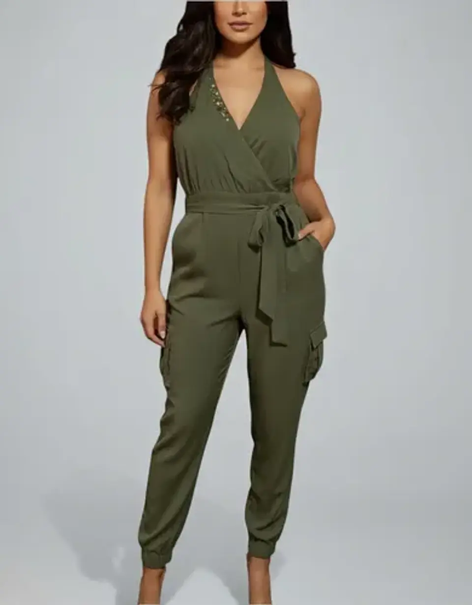 Enterito Cargo Semi Formal Con Cinturón Y Pedrería Talla XL 1