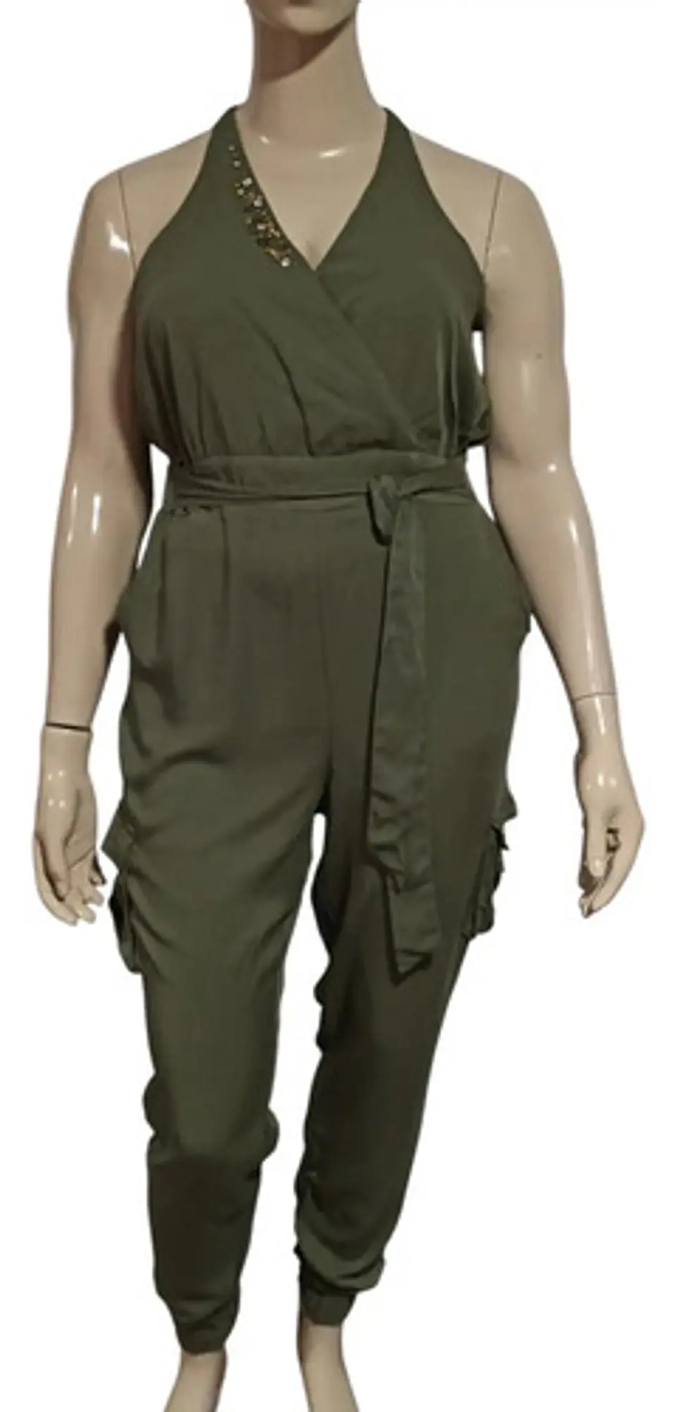 Enterito Cargo Semi Formal Con Cinturón Y Pedrería Talla XL 2