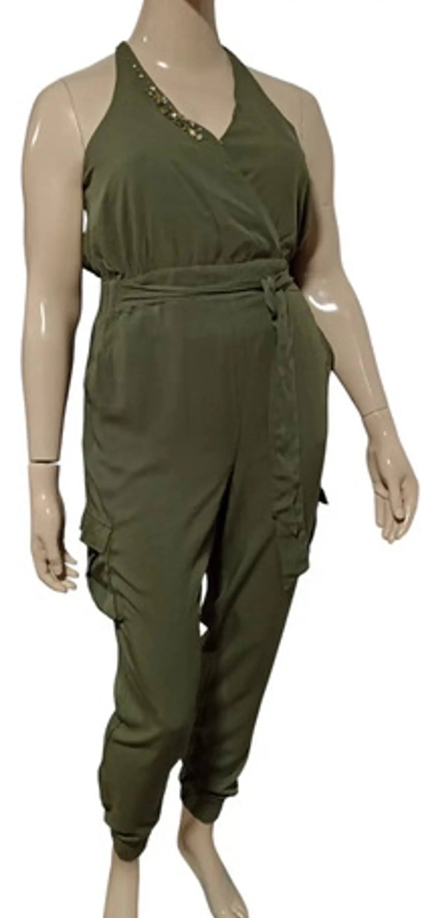 Enterito Cargo Semi Formal Con Cinturón Y Pedrería Talla XL 3