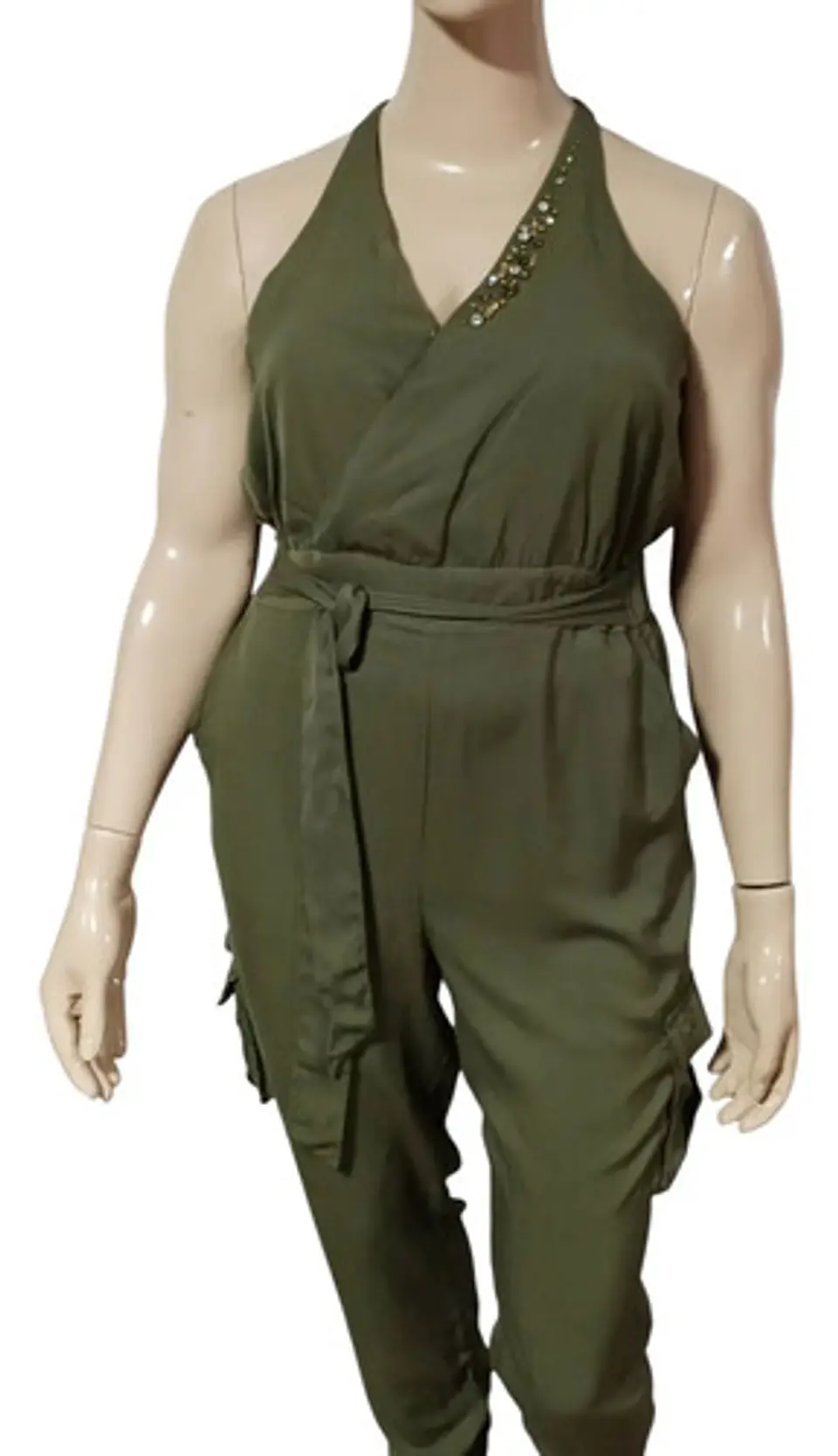 Enterito Cargo Semi Formal Con Cinturón Y Pedrería Talla XL 4