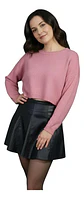 Mini Falda Negra De Cuero Sintético Con Vuelos - Talla M - Miniatura 1