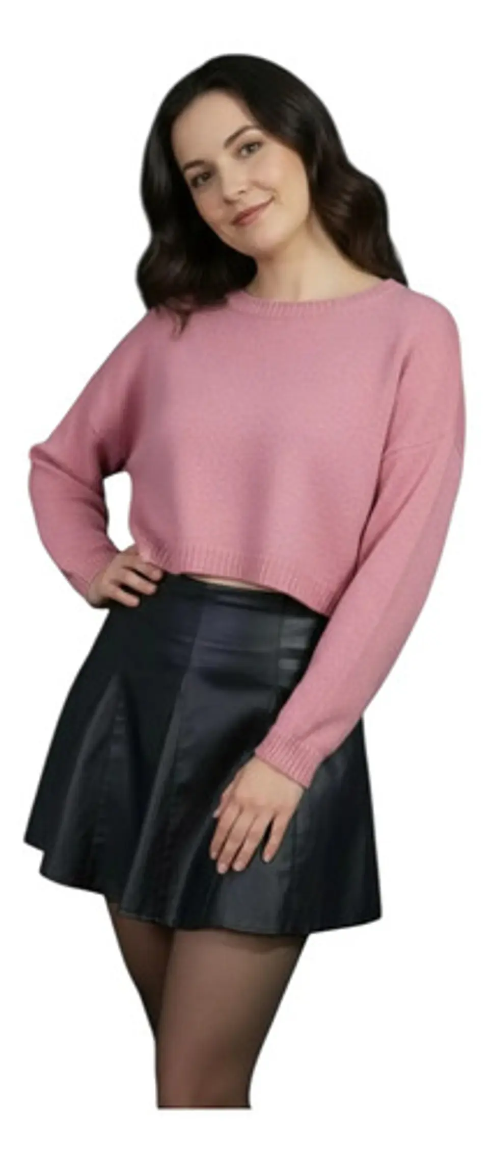 Mini Falda Negra De Cuero Sintético Con Vuelos - Talla M 1