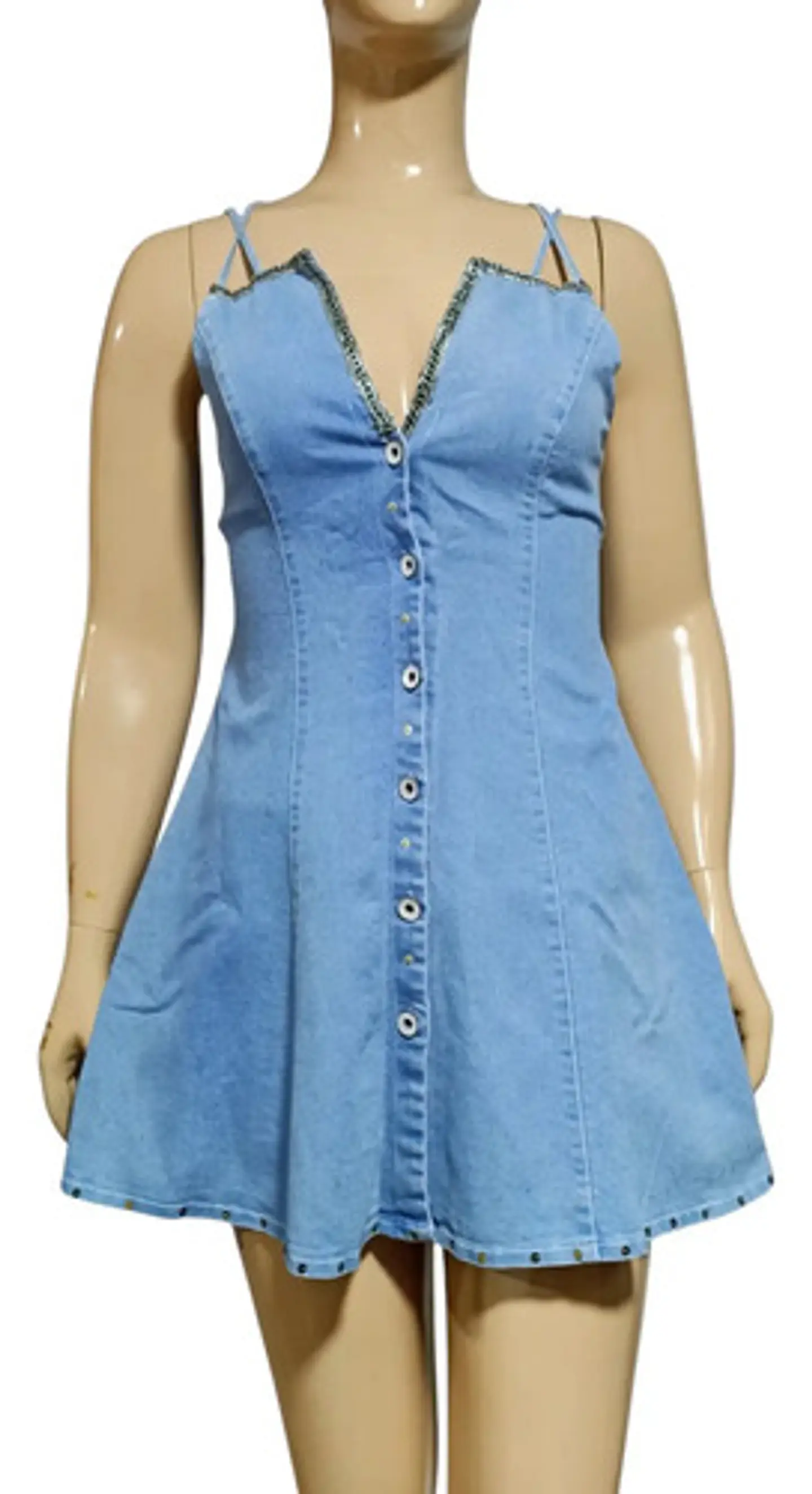 Vestido Corto Entallado de Mezclilla Reciclada - Talla M 2
