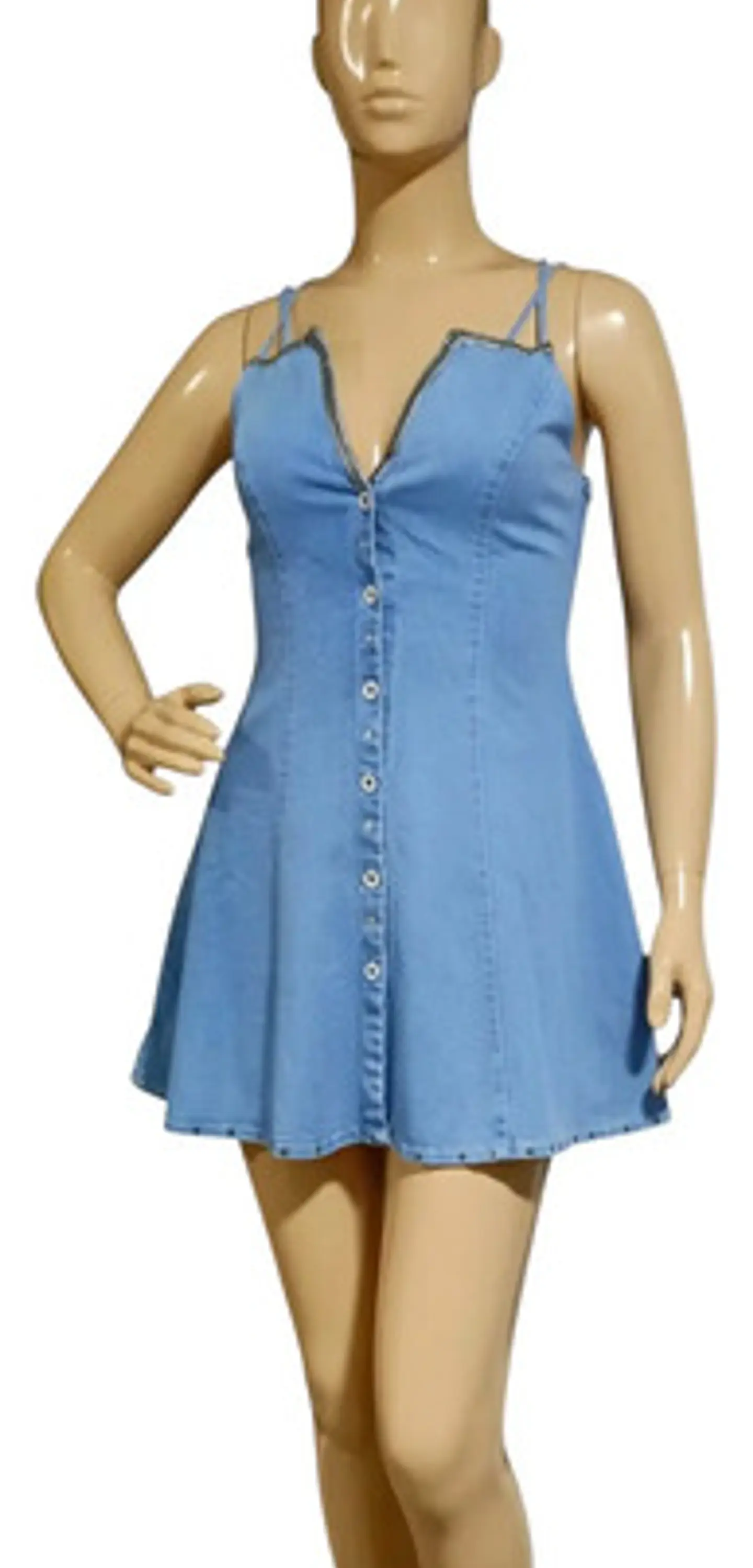 Vestido Corto Entallado de Mezclilla Reciclada - Talla M 3