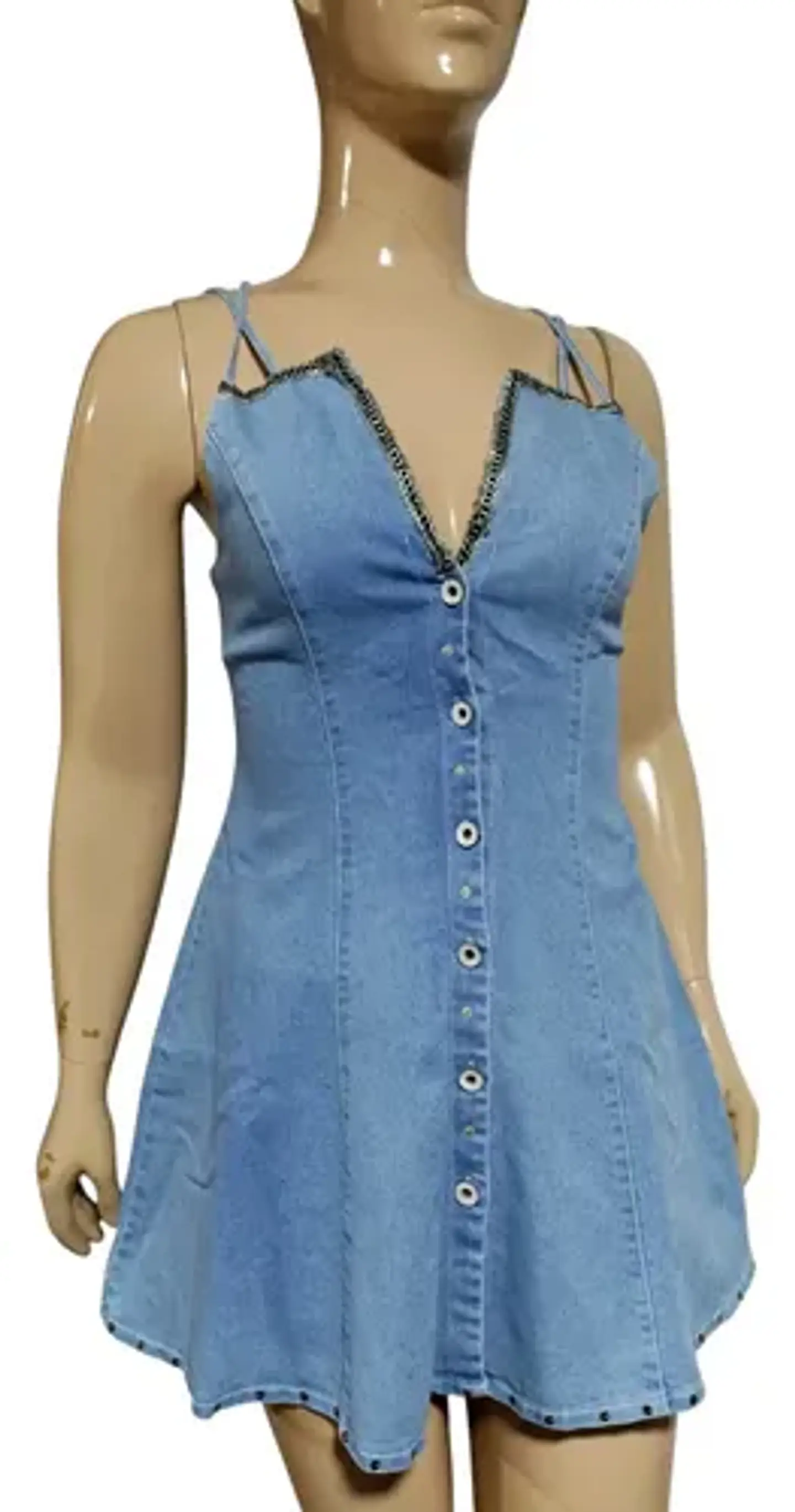Vestido Corto Entallado de Mezclilla Reciclada - Talla M 4