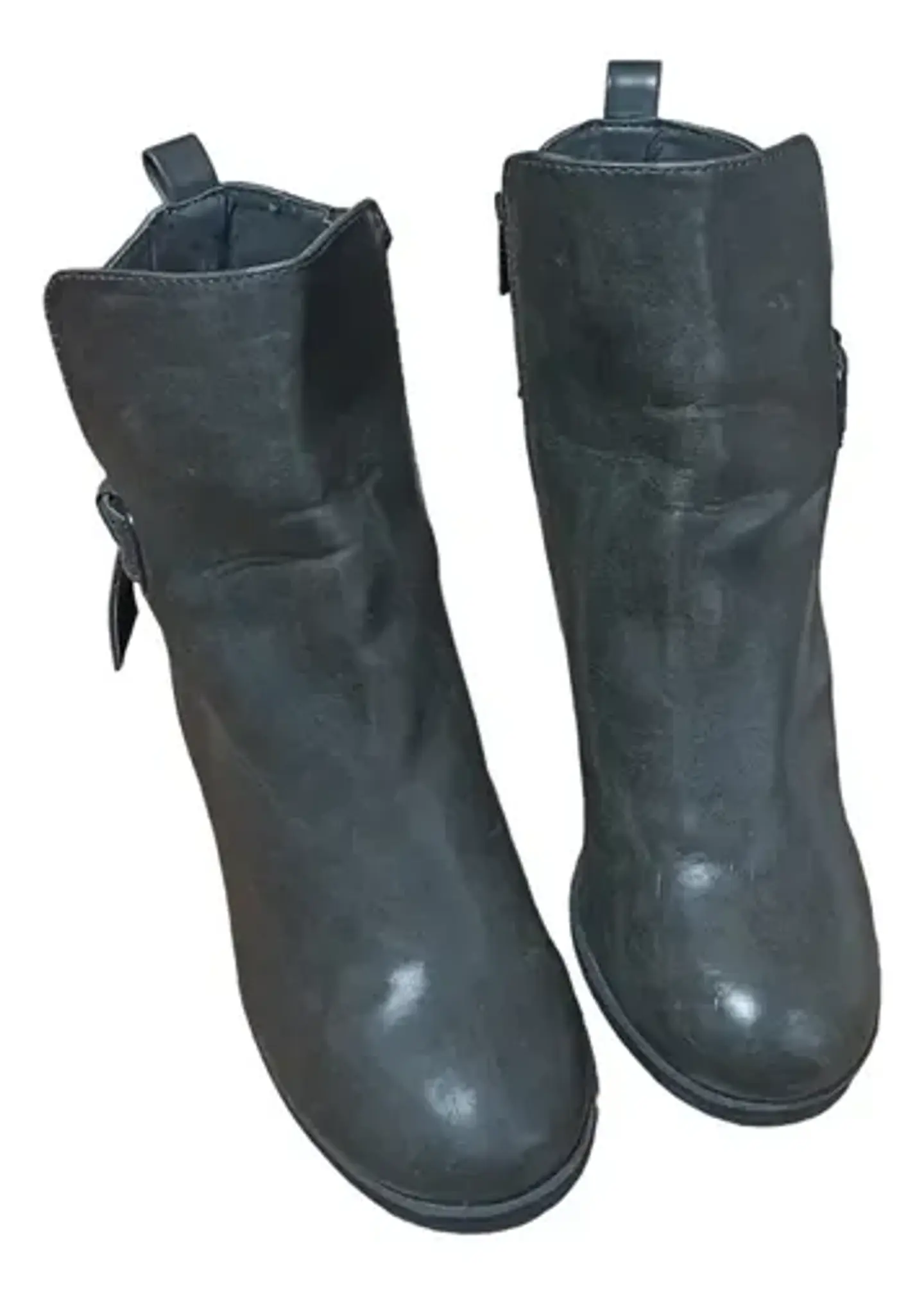 Botín Cuero Sintético Gris Taupe Taco Alto - Talla 40 2