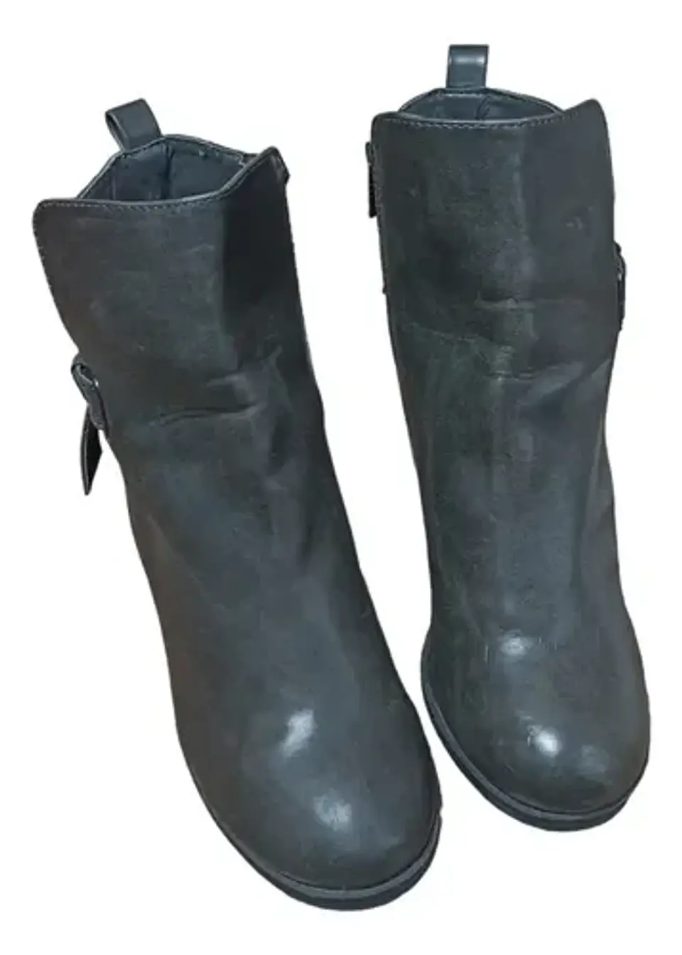 Botín Cuero Sintético Gris Taupe Taco Alto - Talla 40 2