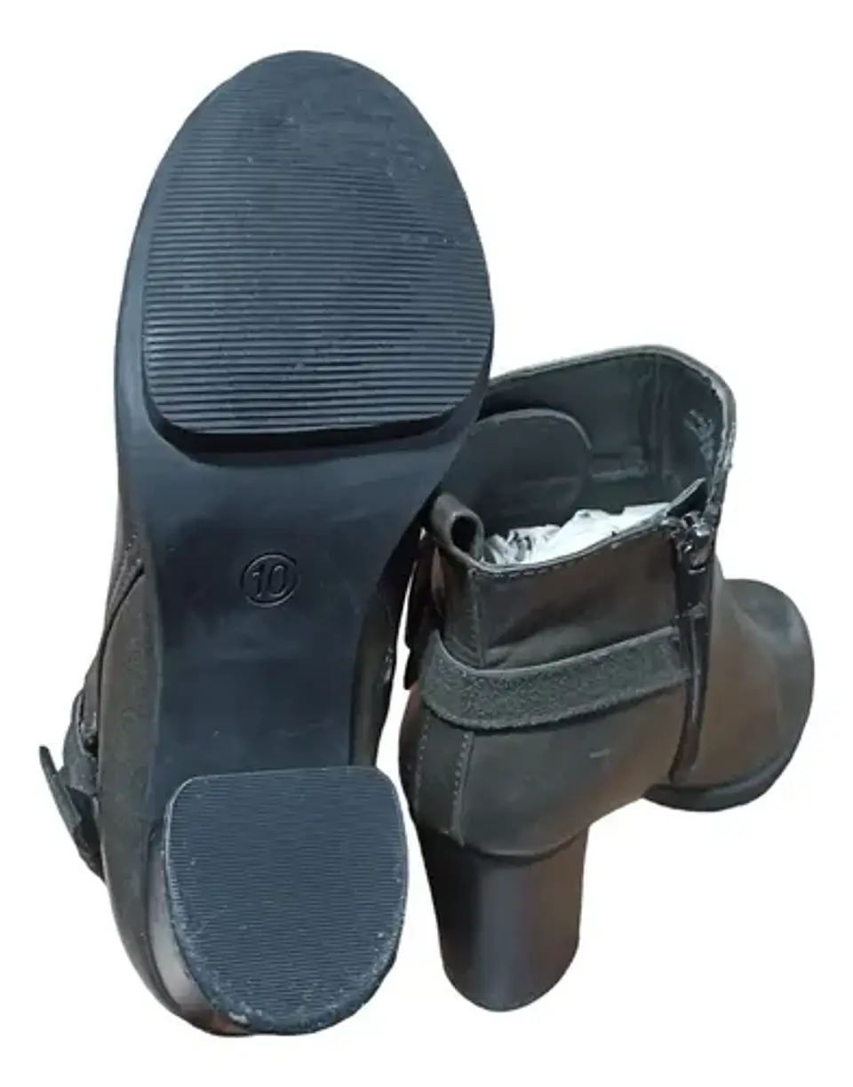 Botín Cuero Sintético Gris Taupe Taco Alto - Talla 40 8