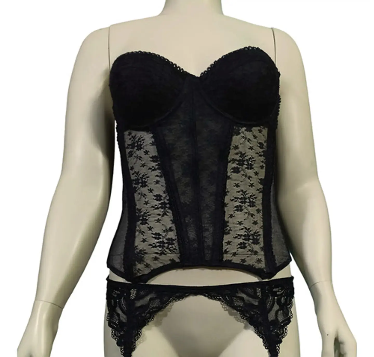 Corset Lencero Negro Con Porta Liga - La Senza  Talla M 4