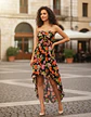 Vestido Floral Forever 21 - Strapless Asimétrico Talla M - Miniatura 1