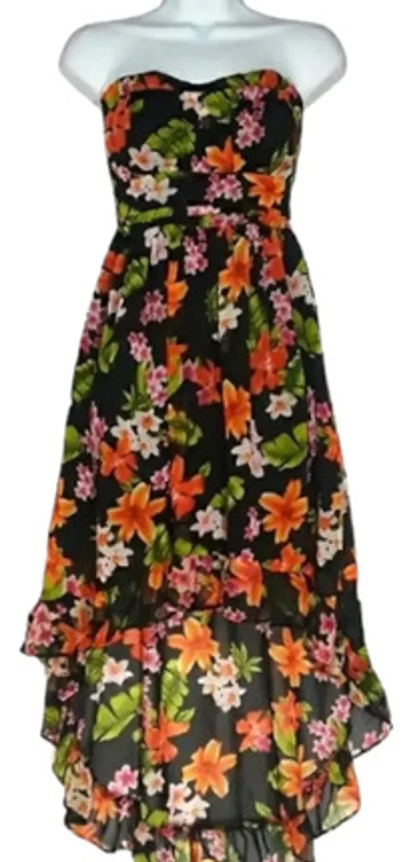 Vestido Floral Forever 21 - Strapless Asimétrico Talla M 2
