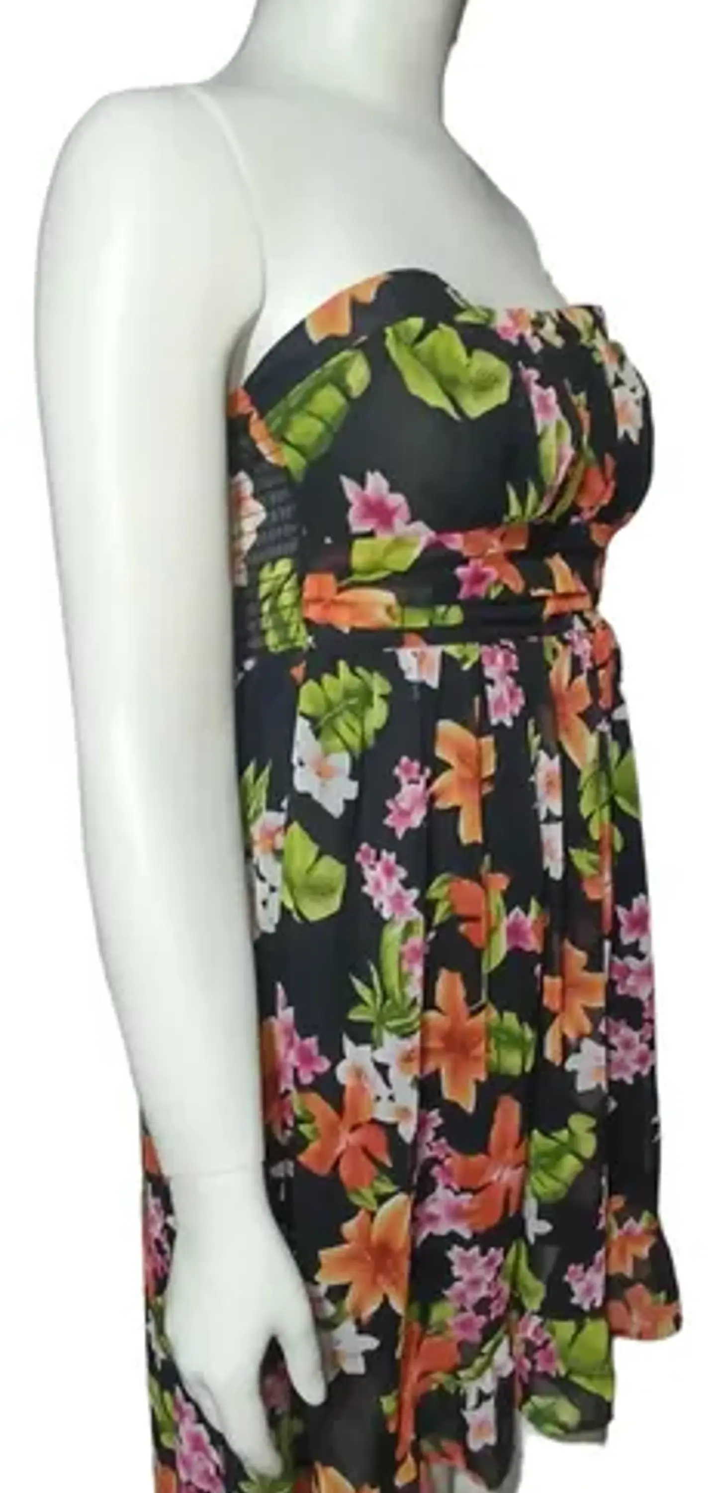 Vestido Floral Forever 21 - Strapless Asimétrico Talla M 3