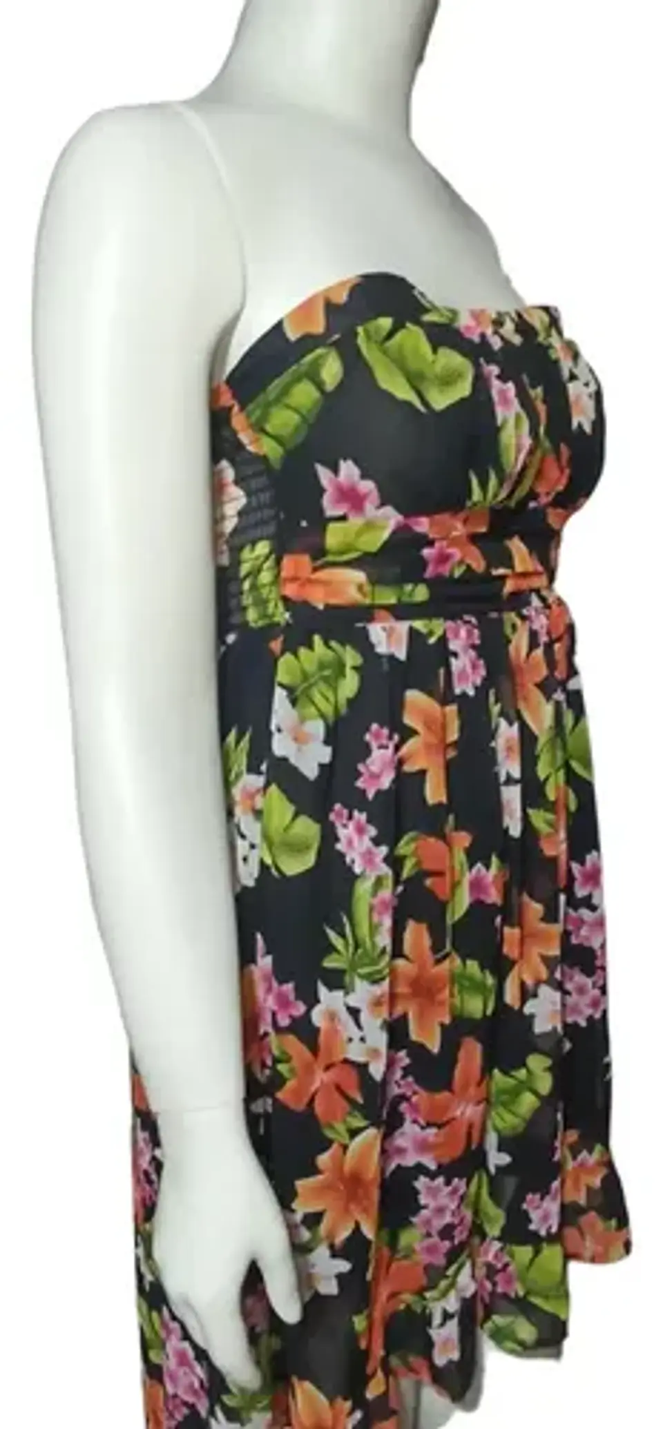 Vestido Floral Forever 21 - Strapless Asimétrico Talla M 3