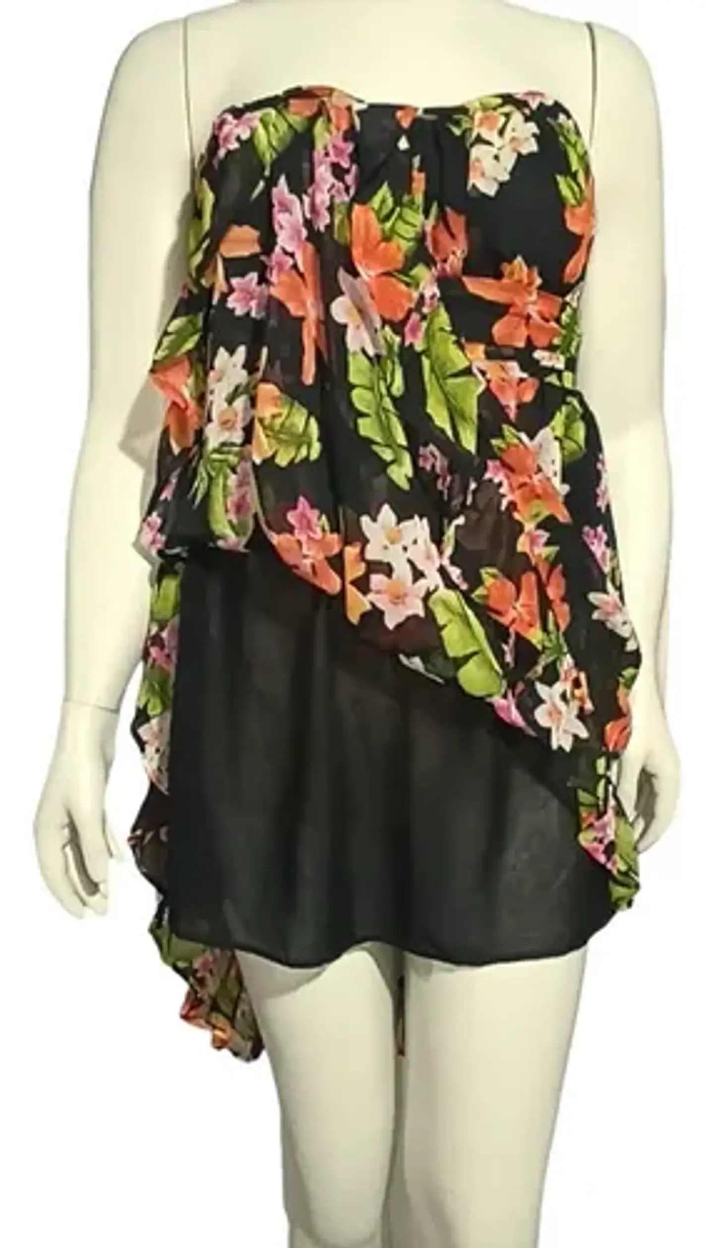 Vestido Floral Forever 21 - Strapless Asimétrico Talla M 6