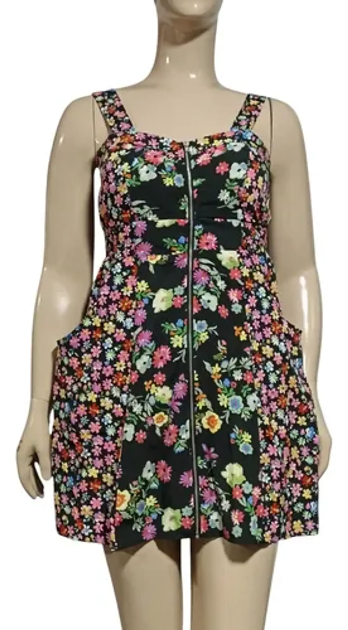 Vestido Corto Floral Cierre Frontal Y Bolsillos Quiz Talla M 2