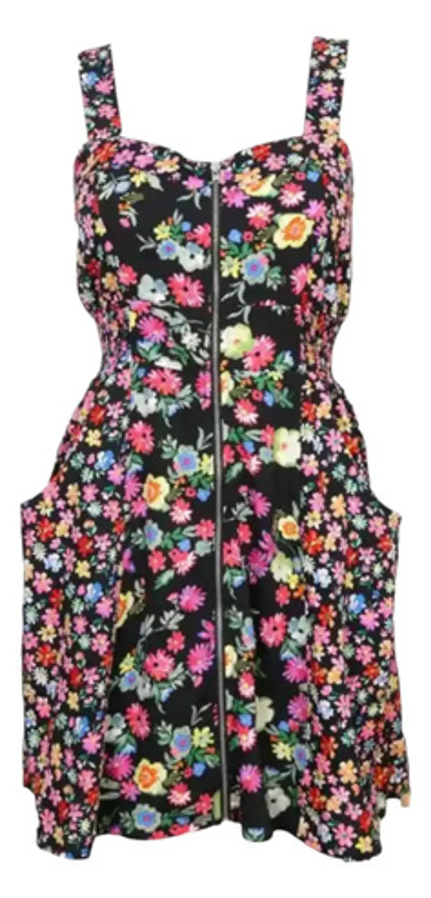 Vestido Corto Floral Cierre Frontal Y Bolsillos Quiz Talla M 3