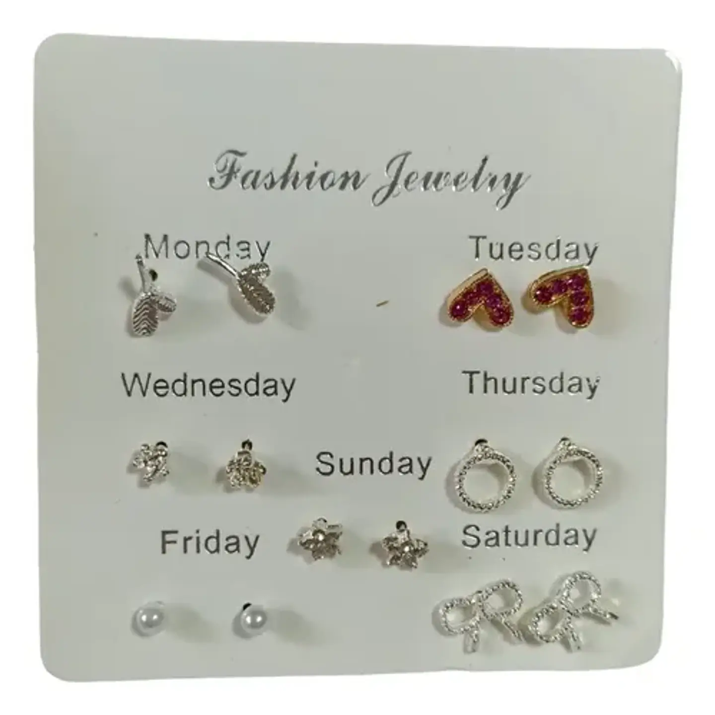 Set De 7 Pares De Aros Con Perlas Y Diamantes De Imitación 8