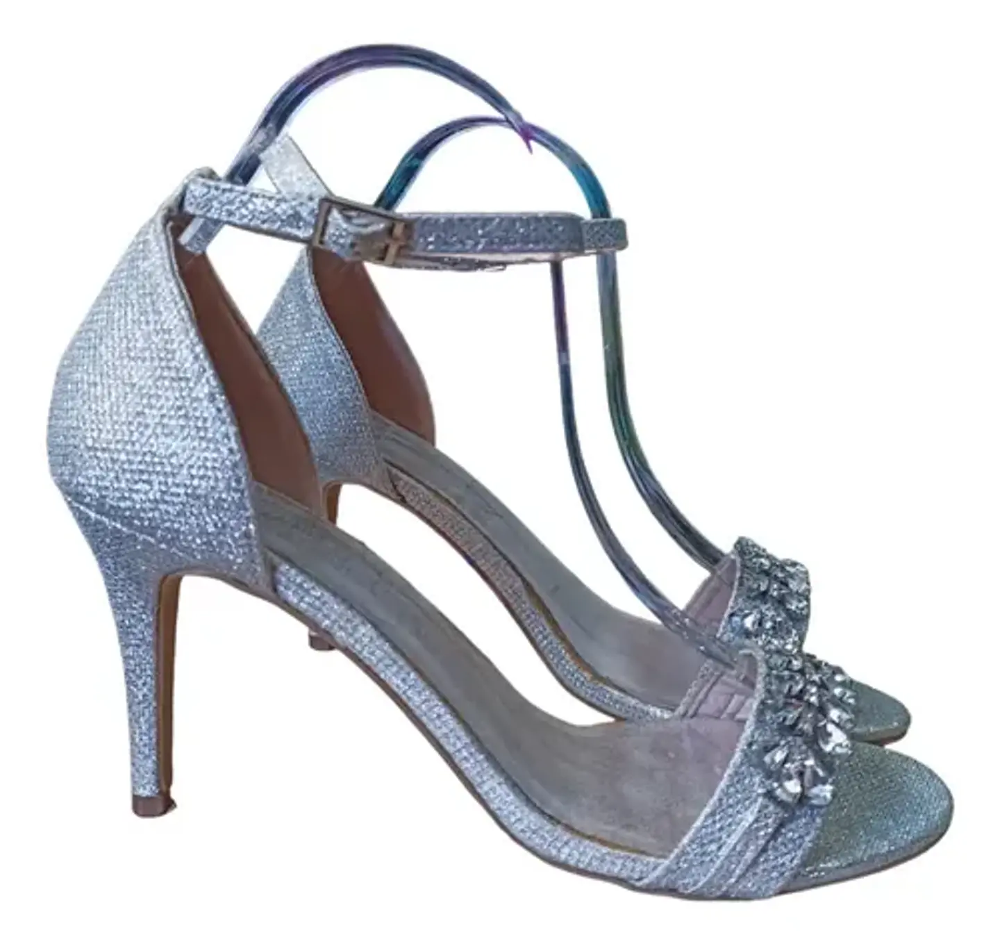 Sandalia Tacón Con Diamantes Imitación Para Mujer 38 / 38.5 5