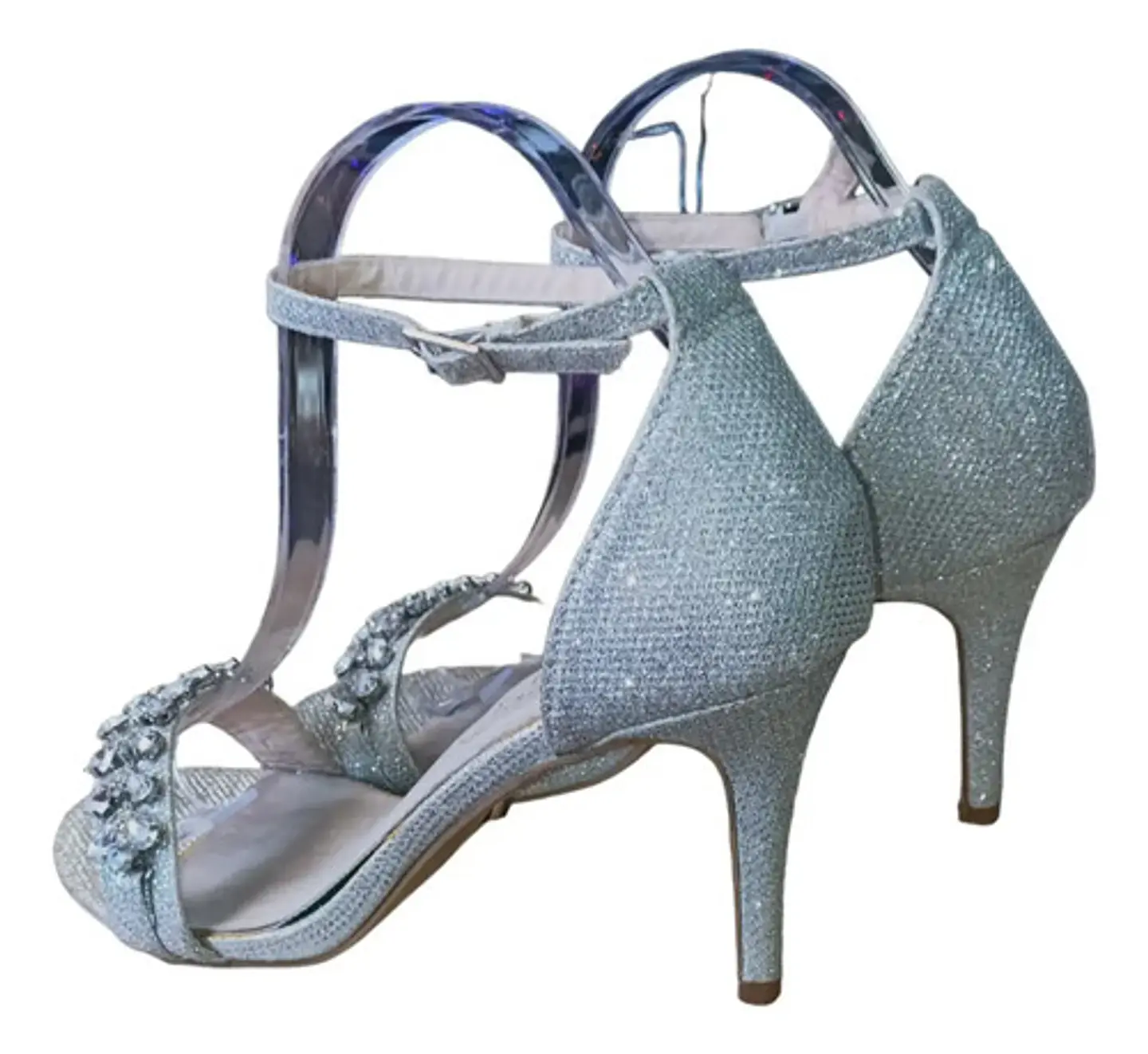 Sandalia Tacón Con Diamantes Imitación Para Mujer 38 / 38.5 8