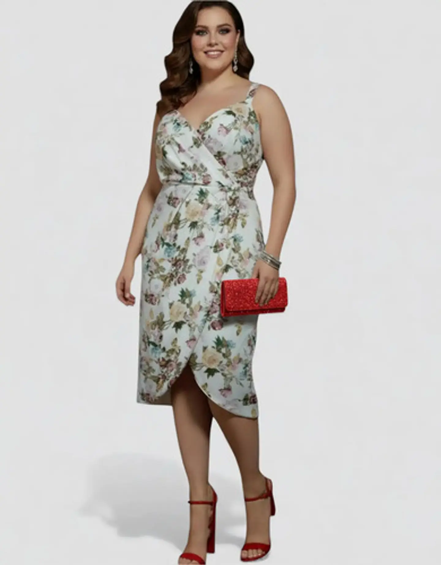 Vestido de Fiesta Floral Con Lentejuelas Tallas Grandes XL a 2XL 1