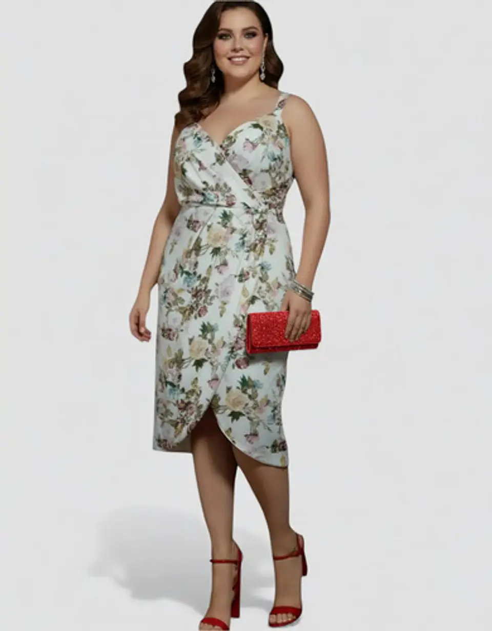 Vestido de Fiesta Floral Con Lentejuelas Tallas Grandes XL a 2XL 1