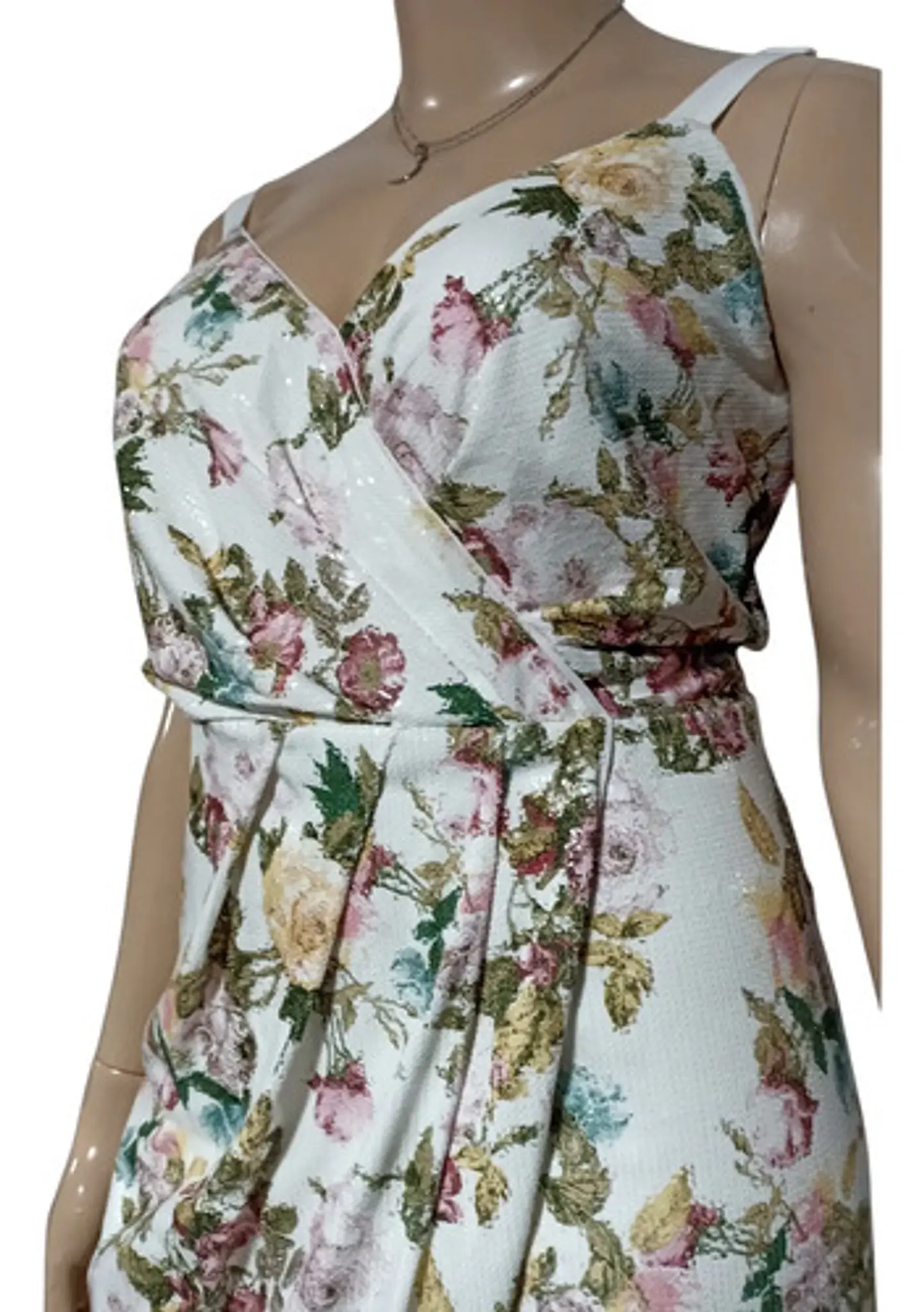 Vestido de Fiesta Floral Con Lentejuelas Tallas Grandes XL a 2XL 5