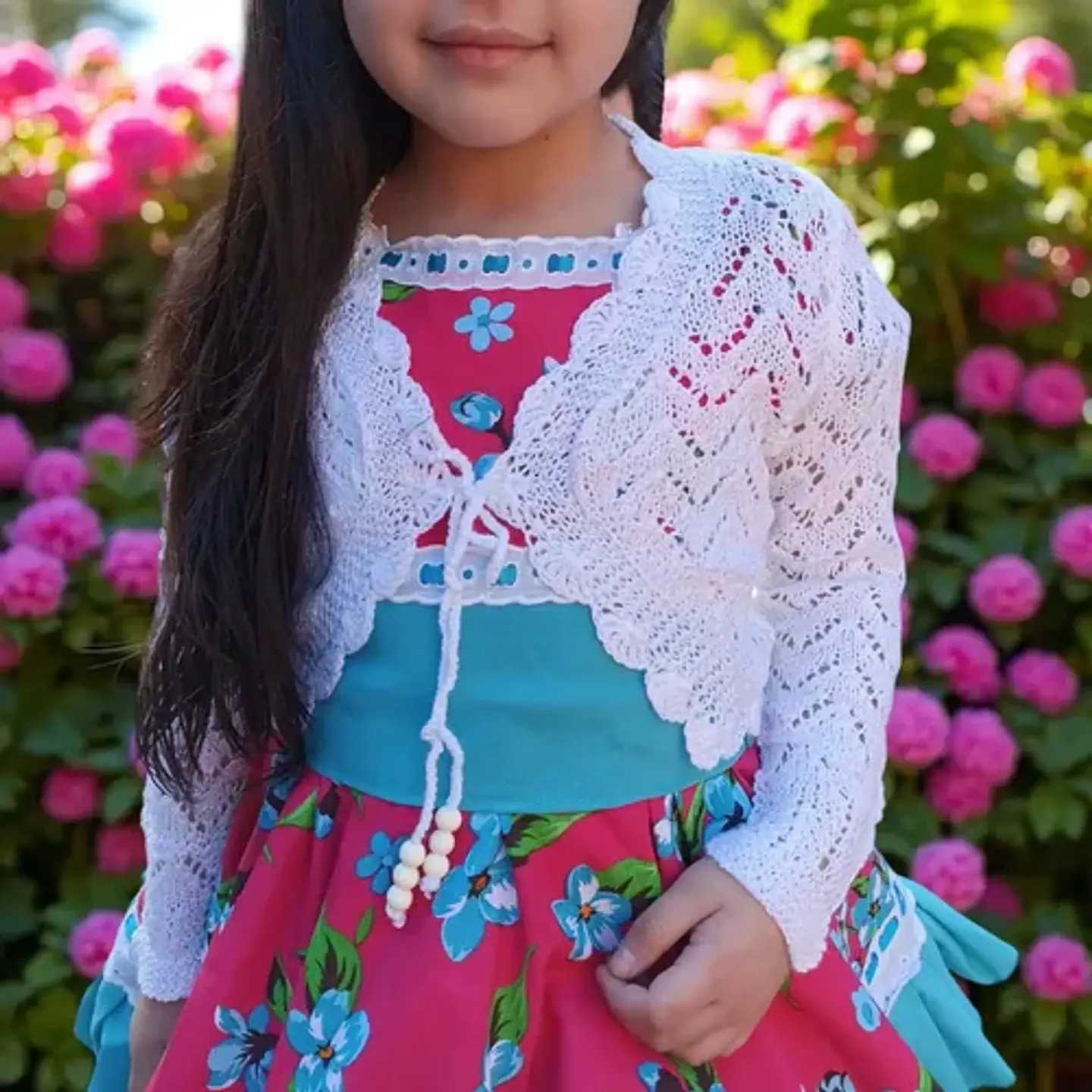 Bolero de Hilo Tejido A Mano Para Vestidos de Huasitas Niñas 2