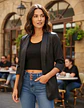 Blazer Wearever Abierto Negro Satinado Manga 3/4 - Talla M - Miniatura 1