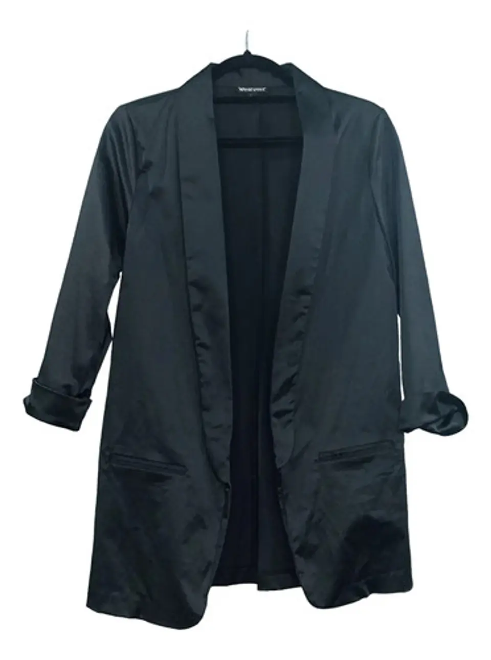Blazer Wearever Abierto Negro Satinado Manga 3/4 - Talla M 2