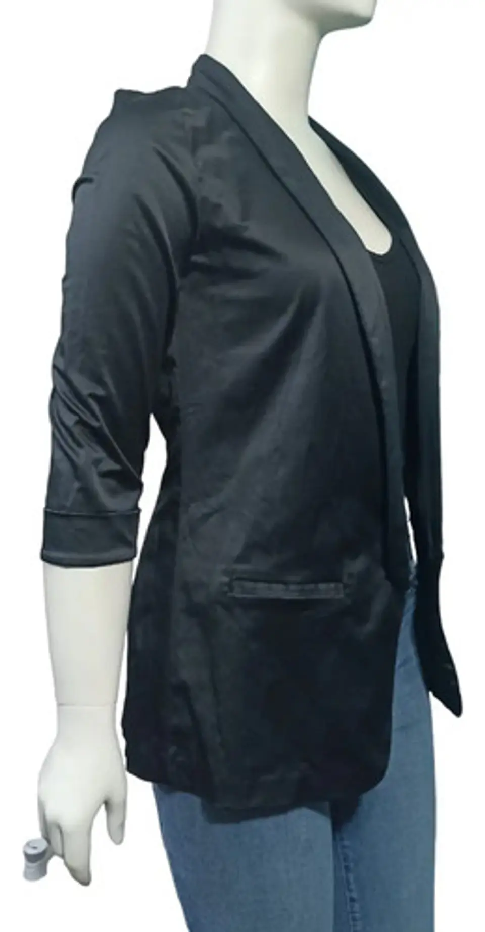 Blazer Wearever Abierto Negro Satinado Manga 3/4 - Talla M 3
