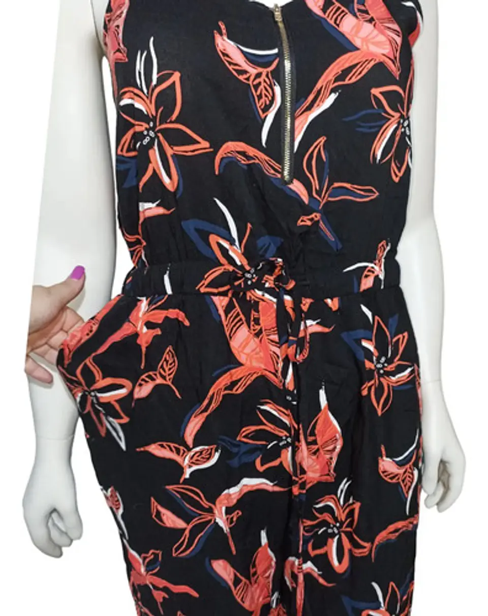 Enterito Largo Printt Negro Floral - Talla L  3