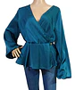 Blusa Peplum Satinada Manga Larga Obispo Shein Talla XL - Miniatura 1