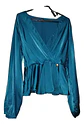 Blusa Peplum Satinada Manga Larga Obispo Shein Talla XL - Miniatura 3