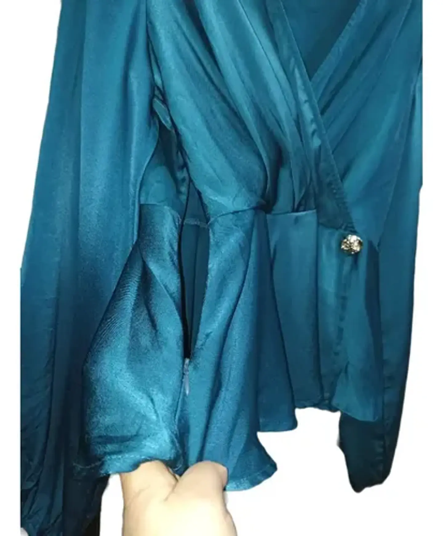 Blusa Peplum Satinada Manga Larga Obispo Shein Talla XL 5