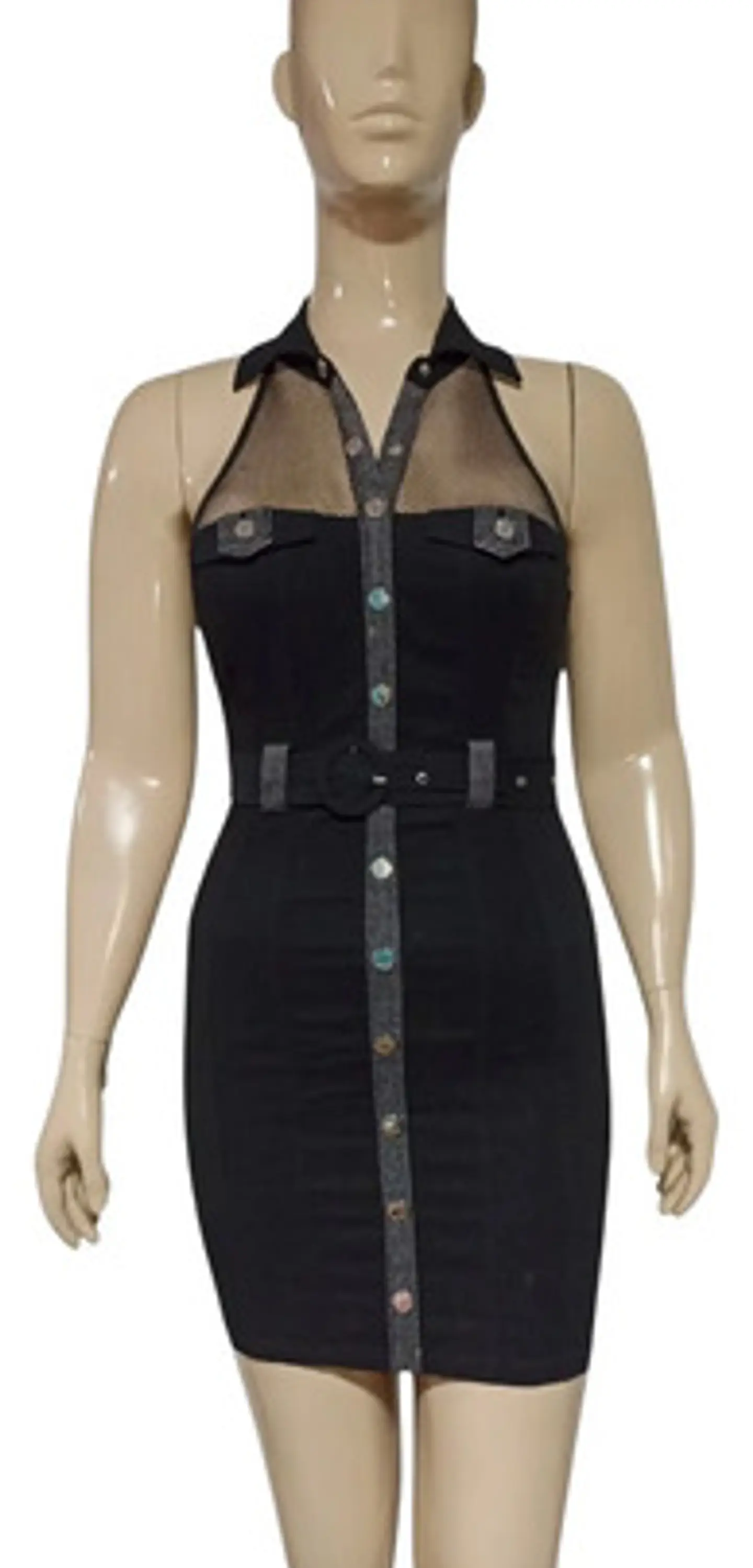 Vestido De Fiesta - Noche Ajustado Cuello Camisero Talla M 2