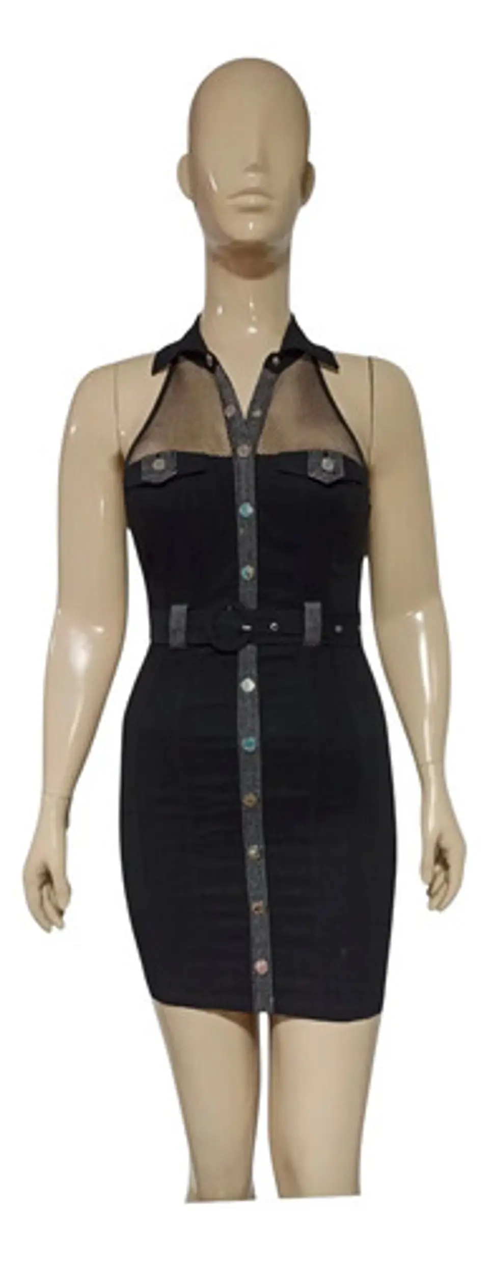 Vestido De Fiesta - Noche Ajustado Cuello Camisero Talla M 2
