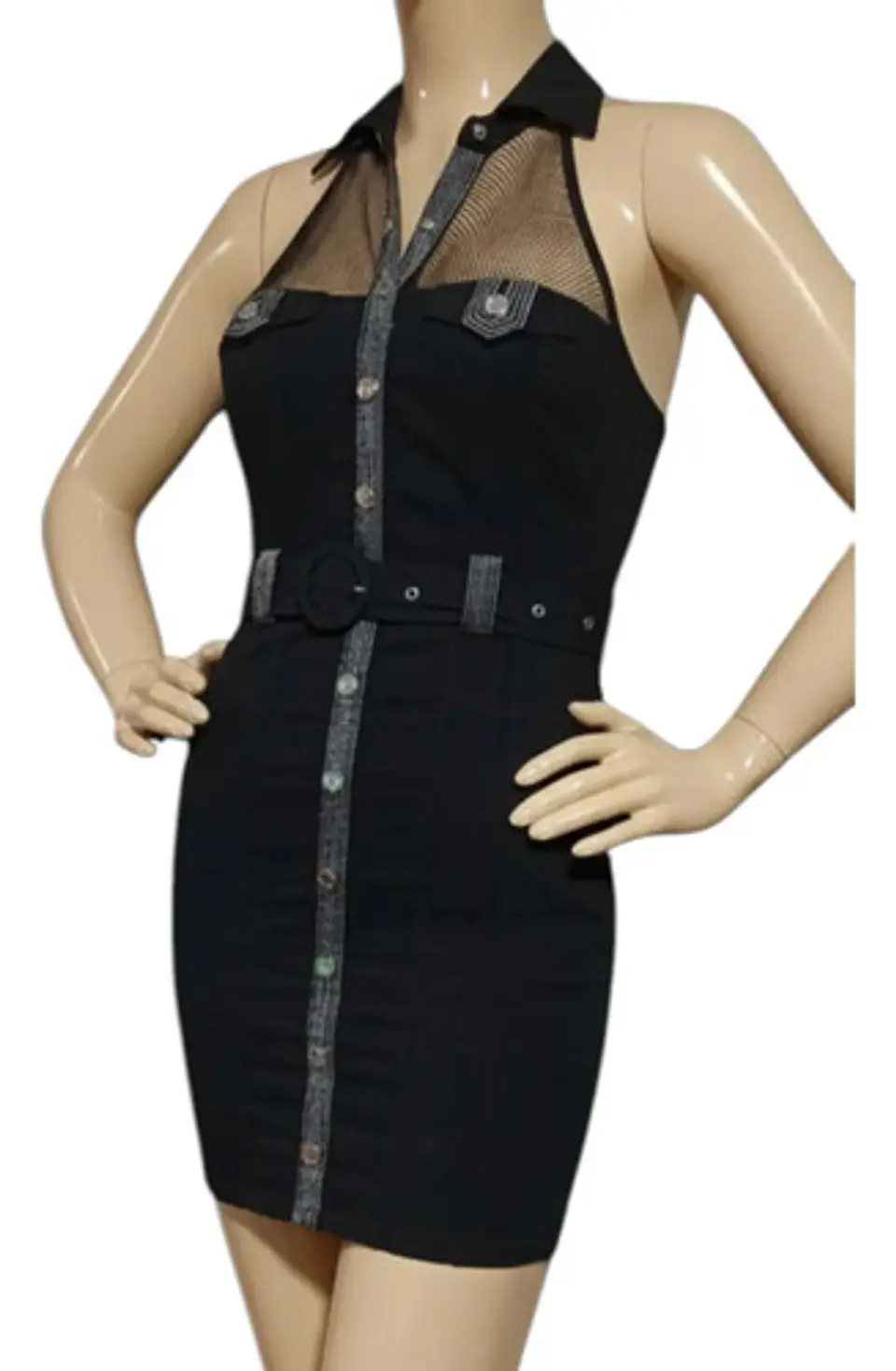 Vestido De Fiesta - Noche Ajustado Cuello Camisero Talla M 3