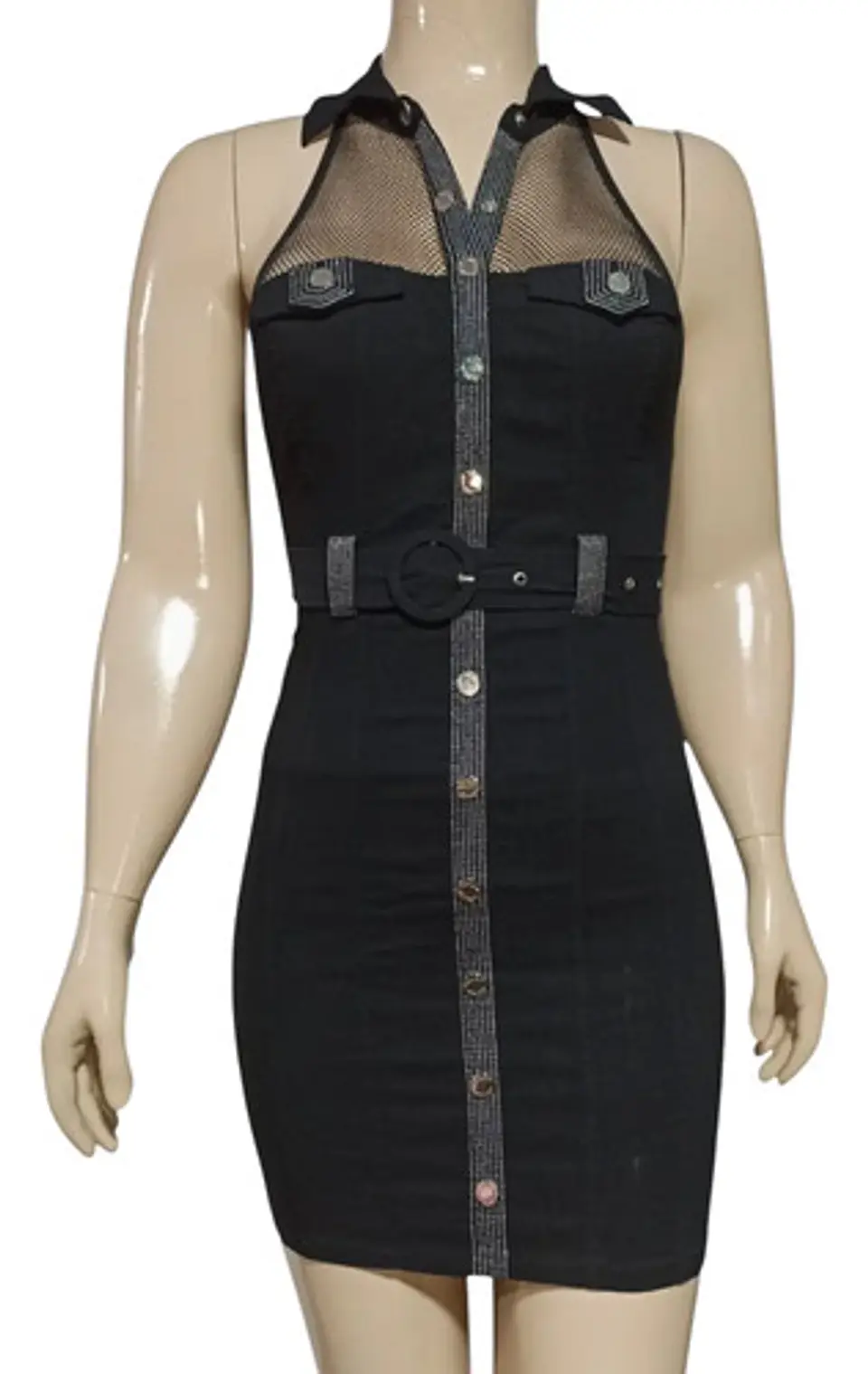 Vestido De Fiesta - Noche Ajustado Cuello Camisero Talla M 4