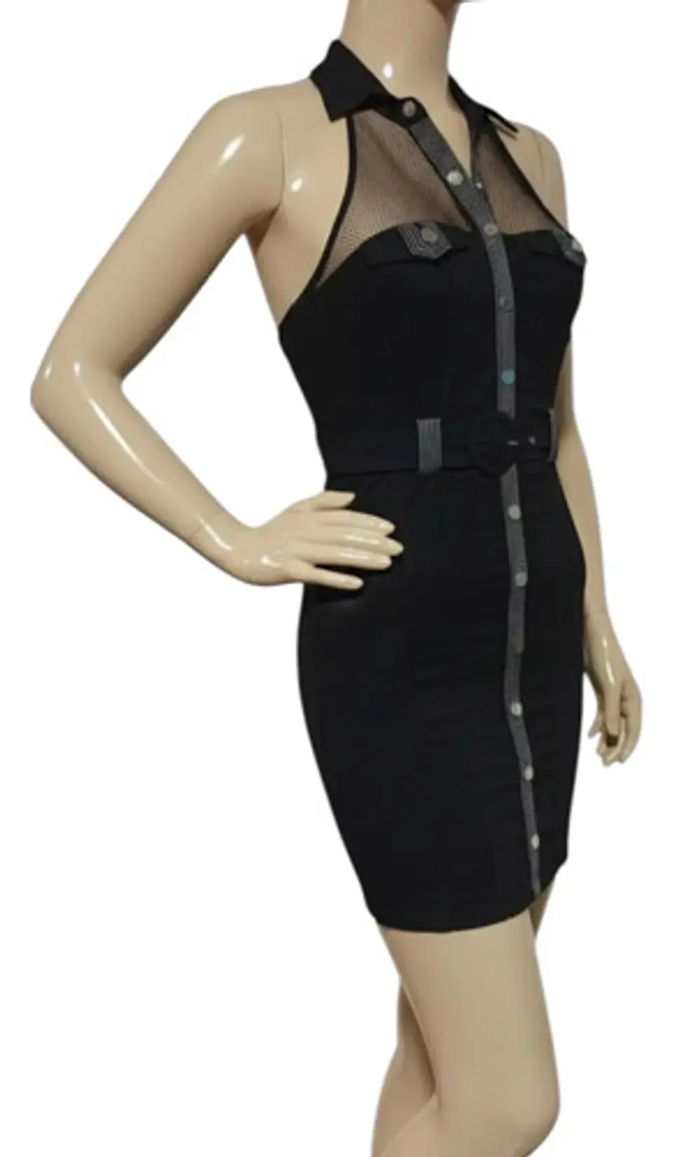 Vestido De Fiesta - Noche Ajustado Cuello Camisero Talla M 5
