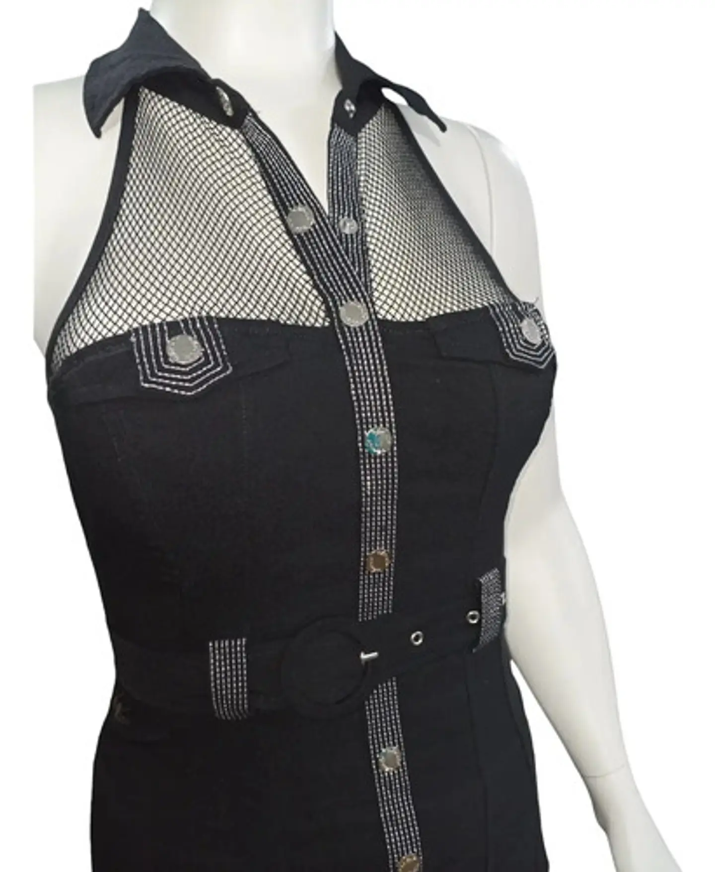 Vestido De Fiesta - Noche Ajustado Cuello Camisero Talla M 9