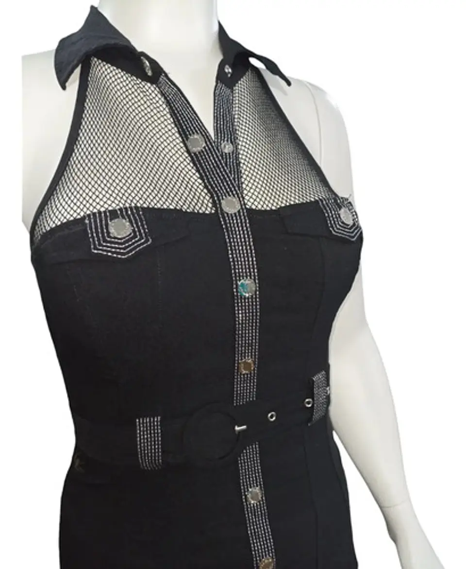Vestido De Fiesta - Noche Ajustado Cuello Camisero Talla M 9