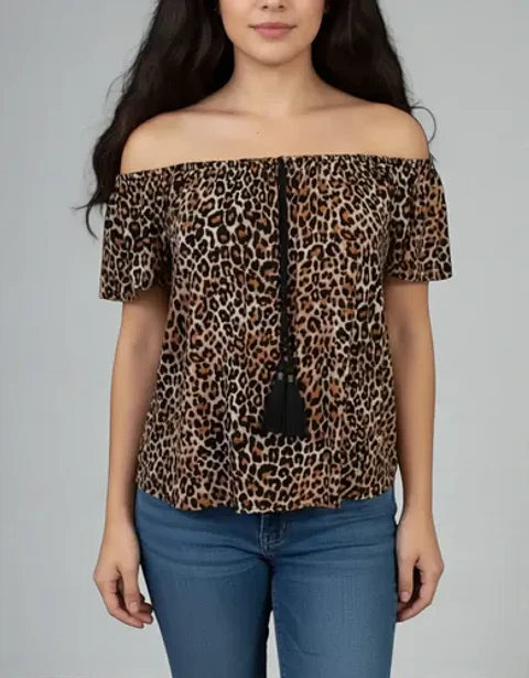 Blusa Leopardo Mossimo Hombros Descubiertos - Talla M