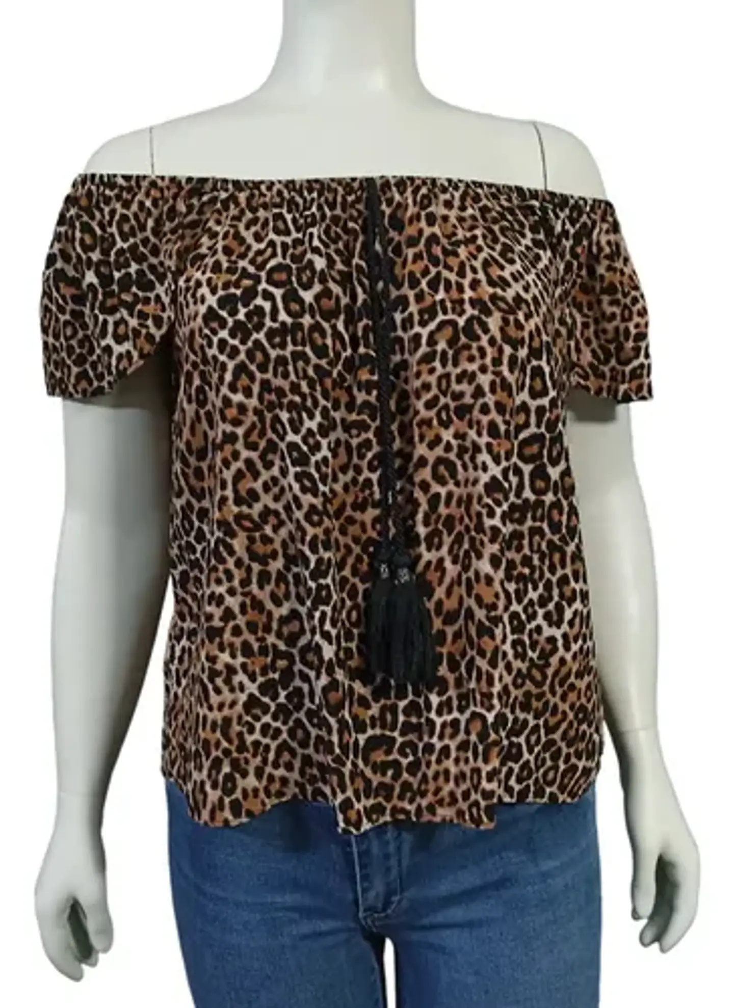 Blusa Leopardo Mossimo Hombros Descubiertos - Talla M 2