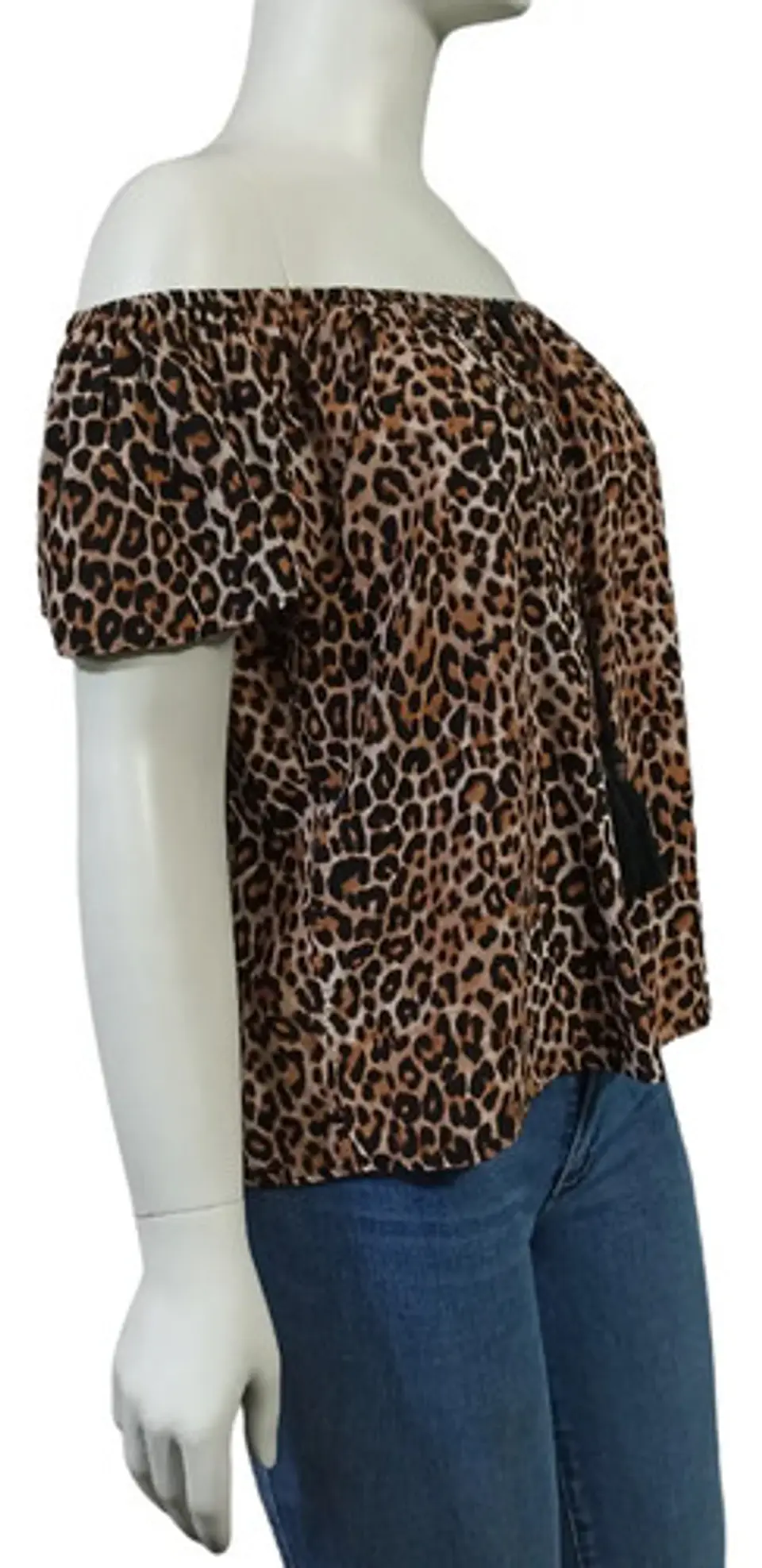 Blusa Leopardo Mossimo Hombros Descubiertos - Talla M 3