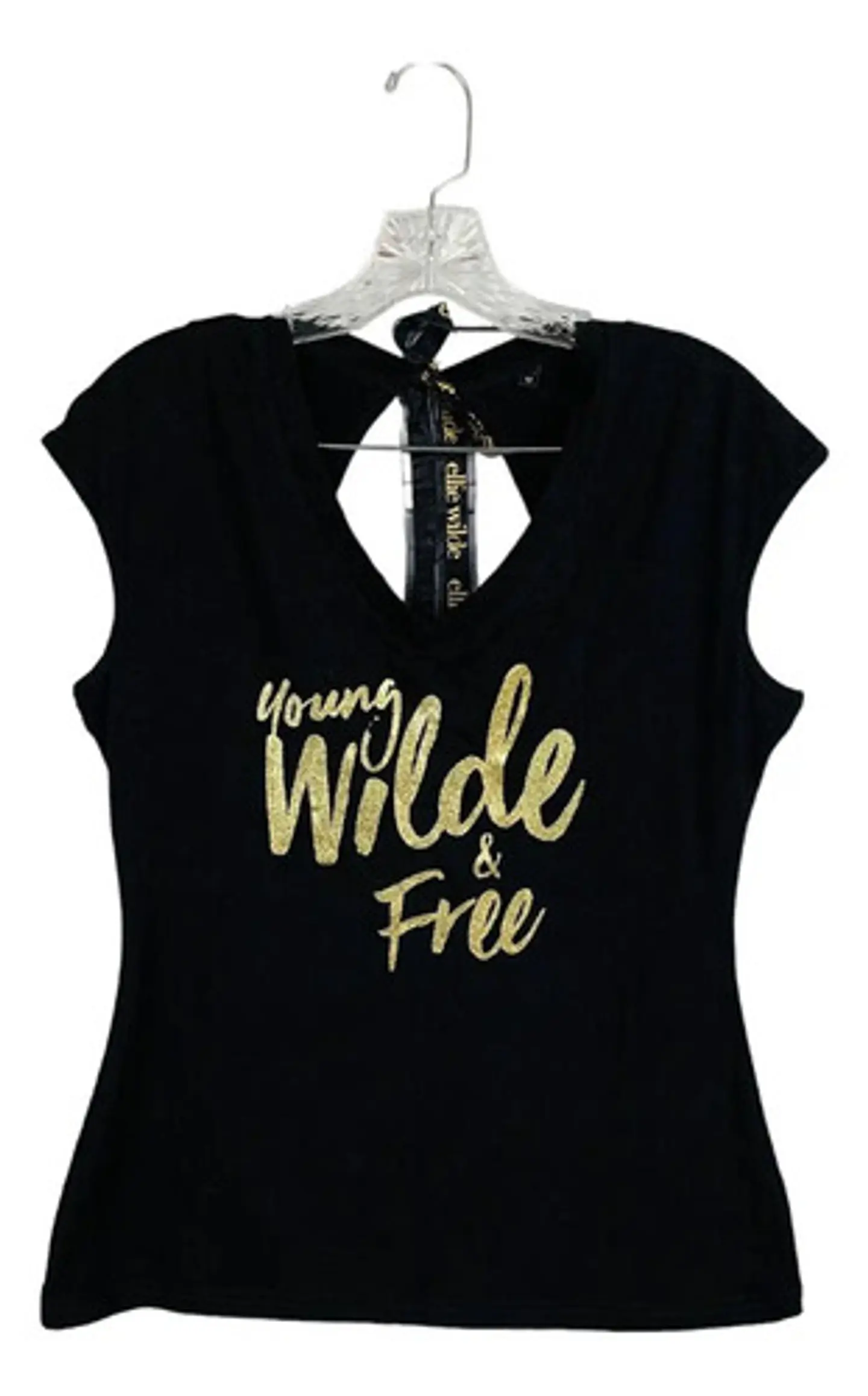 Polera Negra Frase Dorada By Ellie Wilde Mon Cherie Talla Xl 2