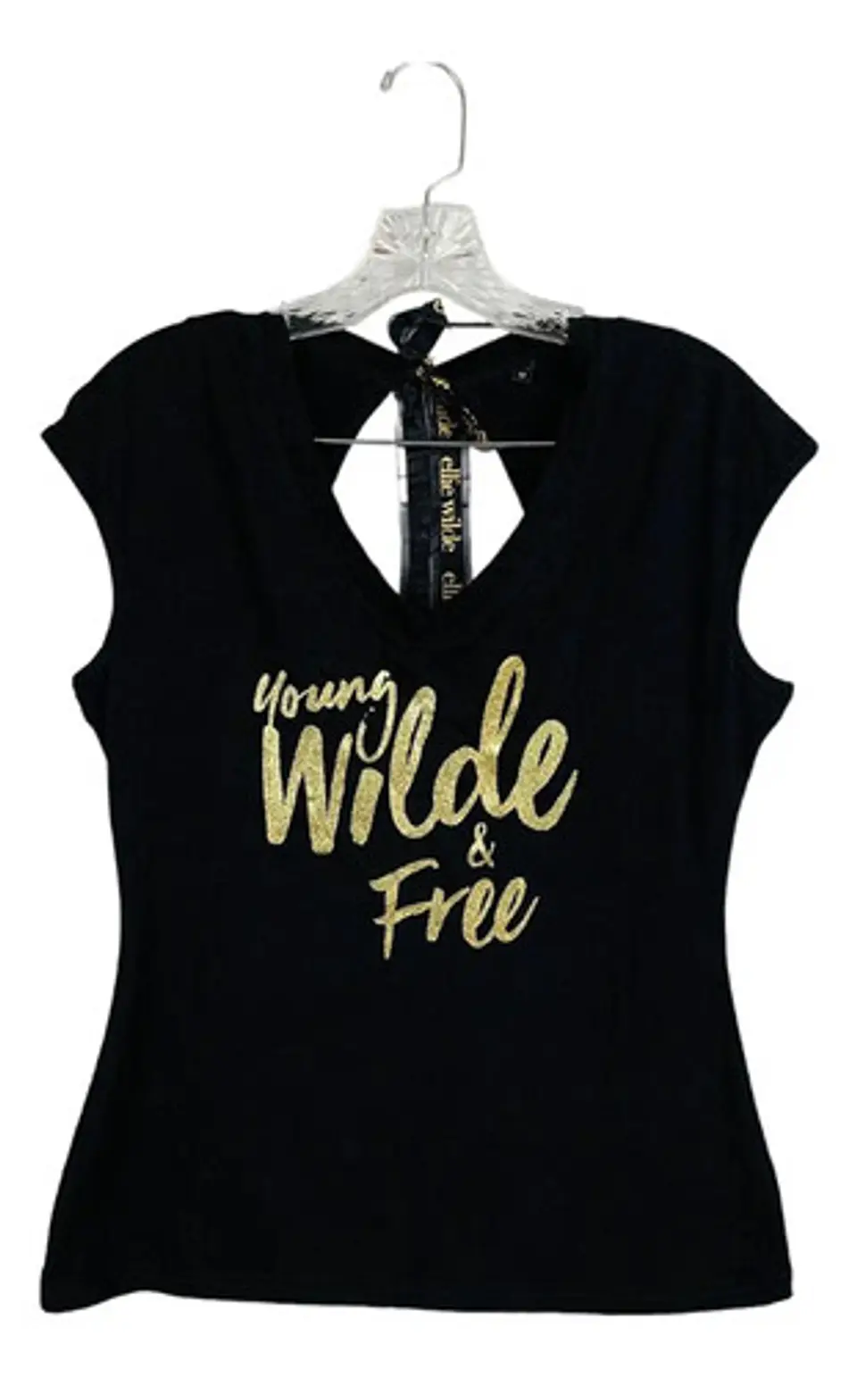 Polera Negra Frase Dorada By Ellie Wilde Mon Cherie Talla Xl 2