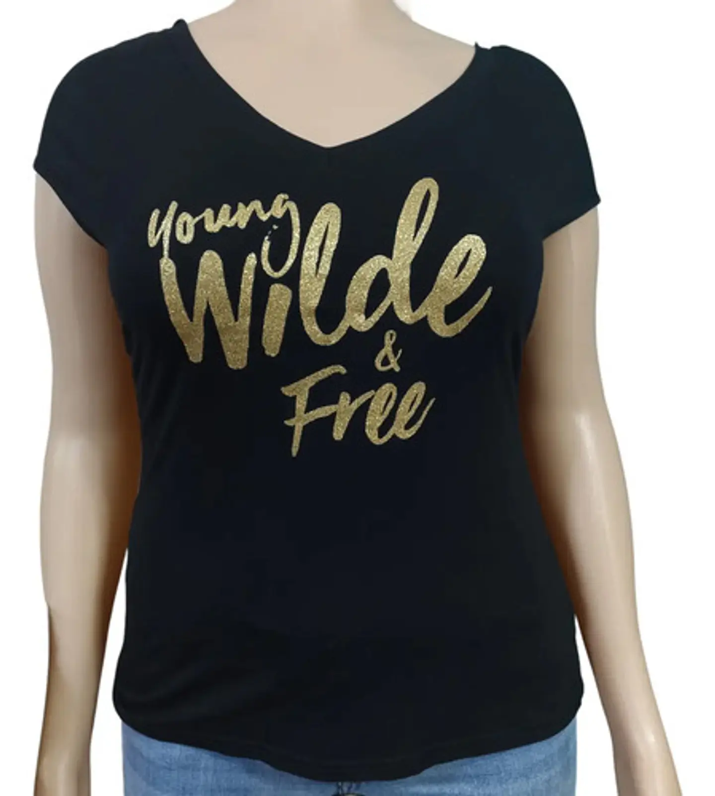 Polera Negra Frase Dorada By Ellie Wilde Mon Cherie Talla Xl 4