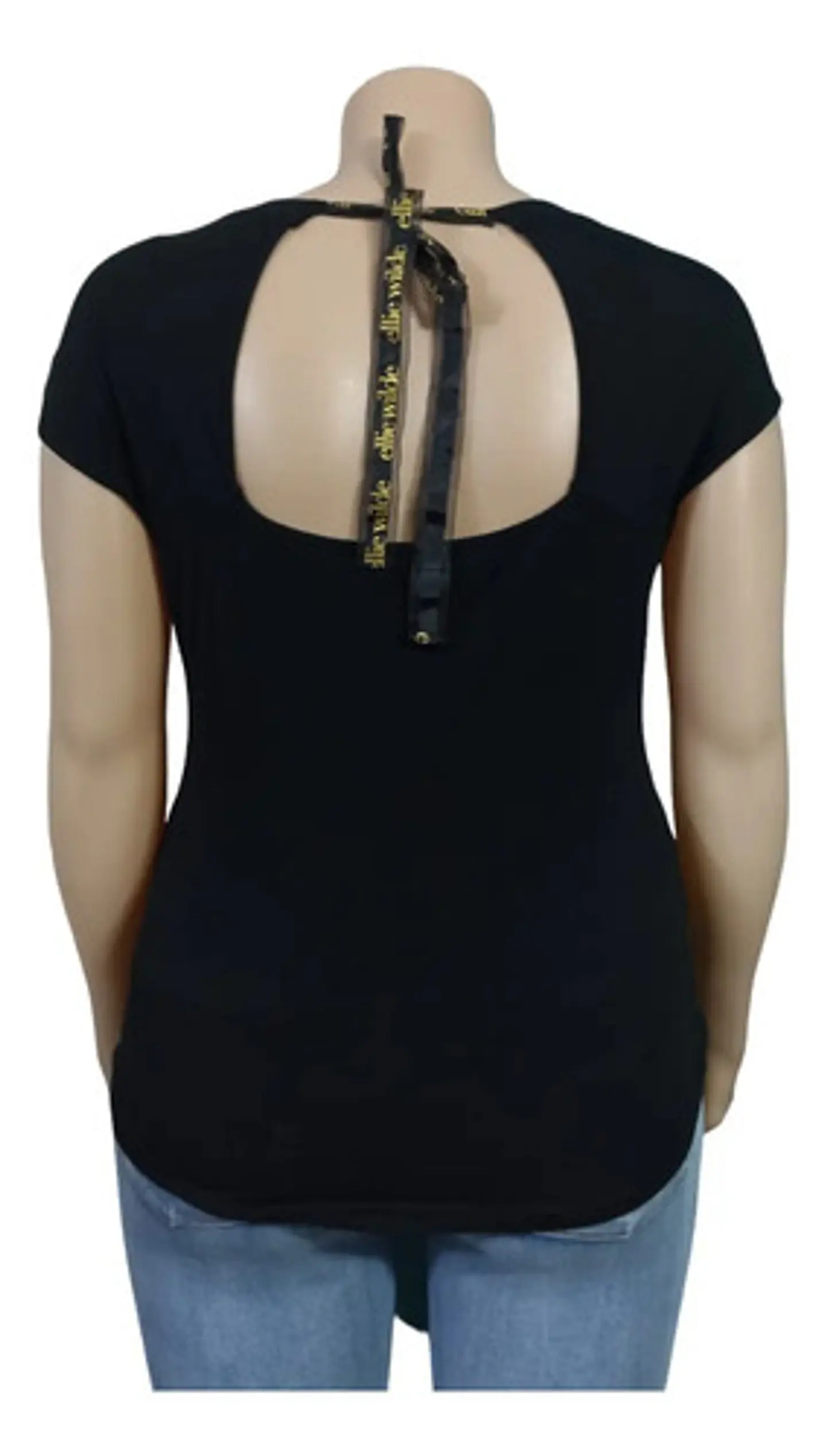 Polera Negra Frase Dorada By Ellie Wilde Mon Cherie Talla Xl 5