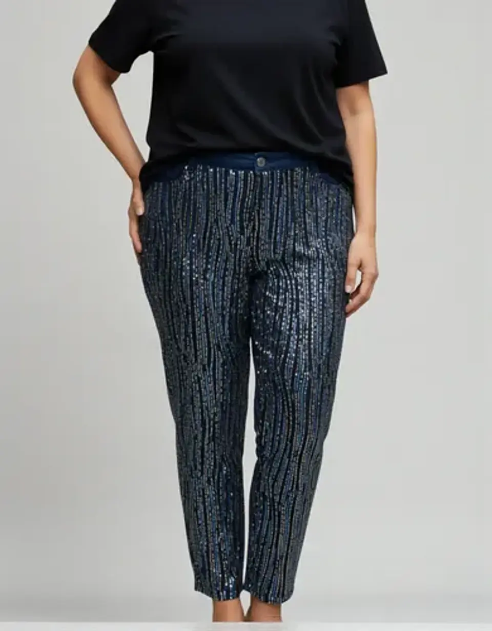 Pantalones Frontal De Lentejuelas Talla Grande 5xl /62-64 1