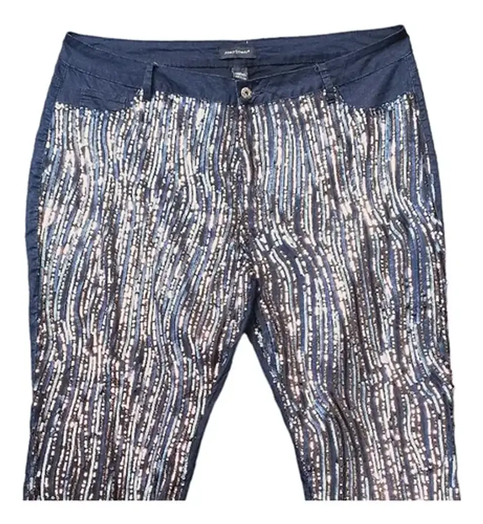 Pantalones Frontal De Lentejuelas Talla Grande 5xl /62-64 2